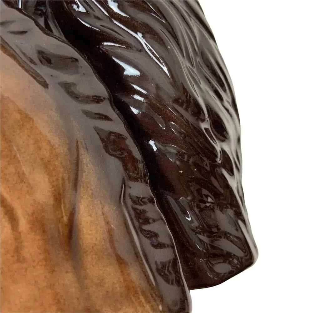 Mare And Foal Planter Vintage Brown Glossy Finish Beautiful Glazed 8" x 3.5" - Picture 7 of 12